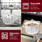 SUNHOUSE 8 Quart Stock Pot with Lid - 3-Ply Bottom Stainless Steel Pasta Cooking Canning Dutch Oven Pot - Induction Compatible for All Stovetops - Dishwasher Safe & Oven Safe