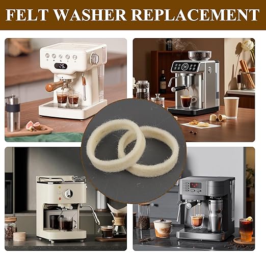 5pcs Felt Washer Replacement Compatible with Breville Espresso Machine Grinders, Wool Ring Gasket Espresso Machine Accessories for BES870 BES878 BES880 BES980 BES990 BCG600 BCG820 Models