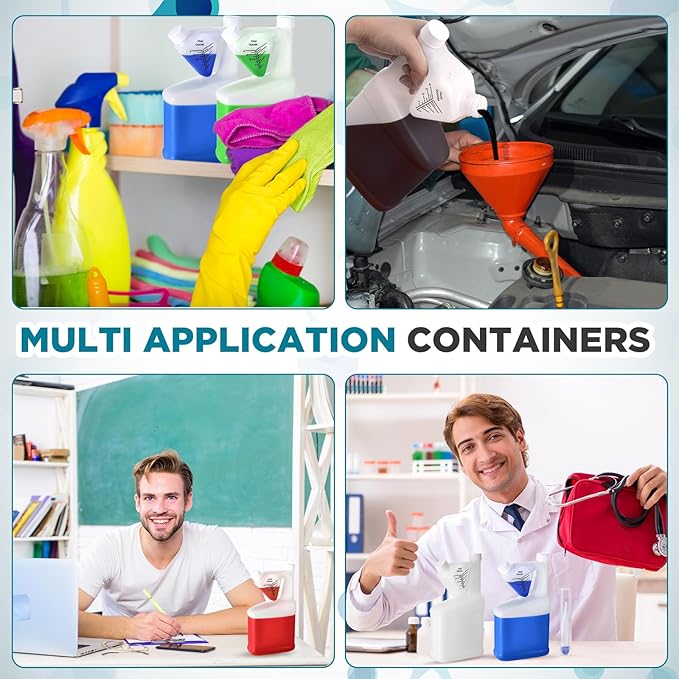 8 Pcs 64 oz Measure Container Tip and Pour Measuring Containers Plastic Measuring Bottle, up to 4oz Measuring Capacity