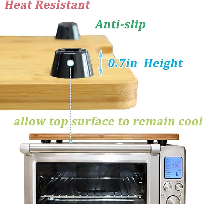 Bamboo Wood Cutting Board Compatible with Breville BOV800XL 860BSS 845BSS, Protects Smart Toaster Oven, With Heat Resistant Silicone Feet and Oven Rack Push Accessories, Creates Storage Space