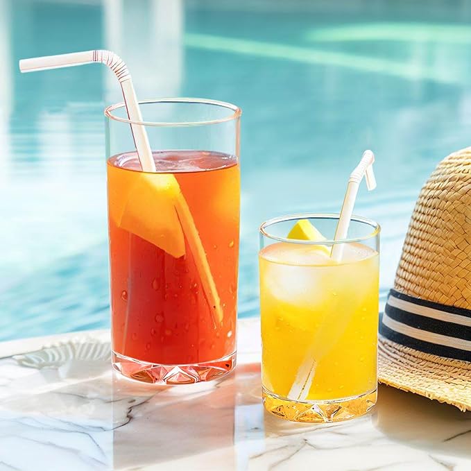 Amazing Abby Liberty 10-Ounce and 16-Ounce Tumblers (Set of 8), Drinking Glasses, Reusable Cups, BPA-Free, Shatter-Proof, Dishwasher-Safe (Made of Plastic, NOT Glass)