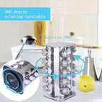 KALINCO Revolving Spice Organizer - 20-Jar Spice Carousel Tower - Cabinet Spice Rack