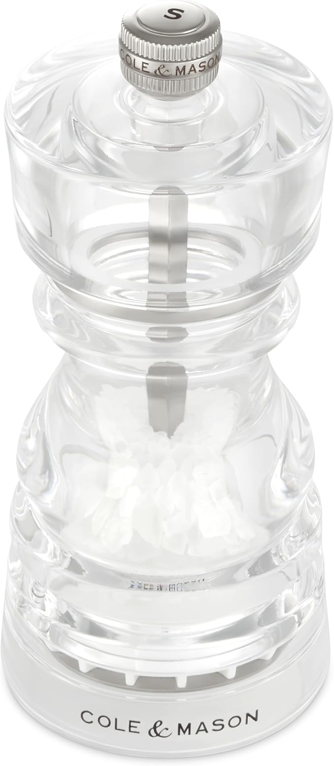 Cole & Mason London Refillable Spice Mill - Kitchen & Home Accessory - Table Salt Grinder - Salt Mill with Ceramic Mechanism - 5", Acrylic