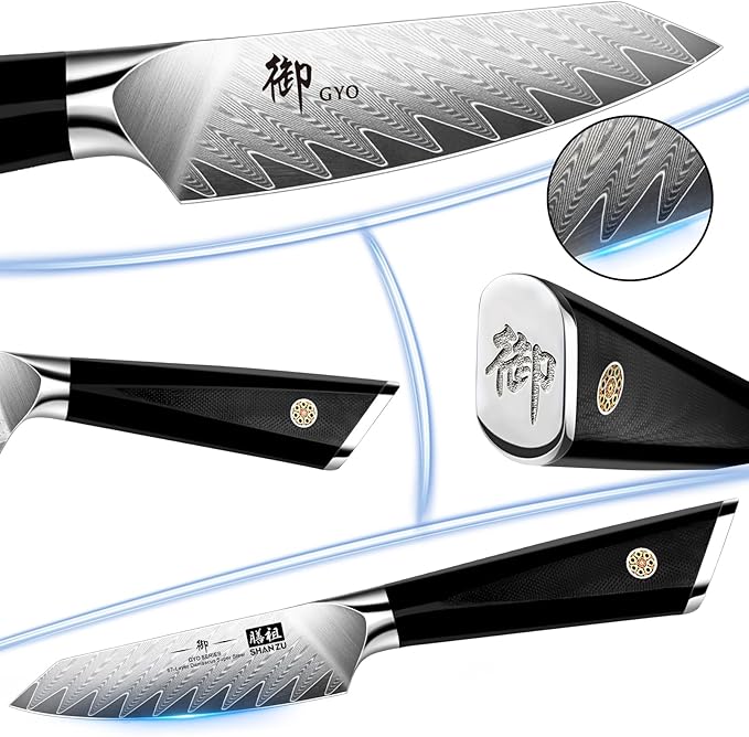 SHAN ZU Damascus Paring Knife Fruit Knife 4 Inch Professional Kitchen Knives, Japanese Damascus High Carbon Steel 67-Layer Fruit Carving Knives with G10 Handle/Gift Box