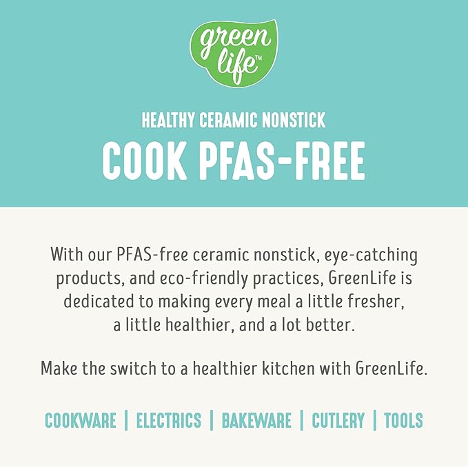 GreenLife Soft Grip 16 Piece Cookware Set, Non-Toxic PFAS-Free Ceramic Nonstick, Pots, Frying, Sauce, Saute, Glass Lids, Stay-Cool Handles, Wobble Free Bases, Dishwasher & Oven Safe, Turquoise