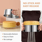 9 Inch Cake Pan, Removable Bottom & Easy Releasing, Leakproof & Nonstick Round Cake Pan, 304 Stainless Steel Cake Baking Pans, Non-Toxic & Healthy, Dishwasher Safe