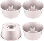 CHEFMADE Mini Angel Food Pan Set, 3.5-Inch 4Pcs Non-Stick Chiffon Tube Pan for Oven and Instant Pot Baking (Champagne Gold)