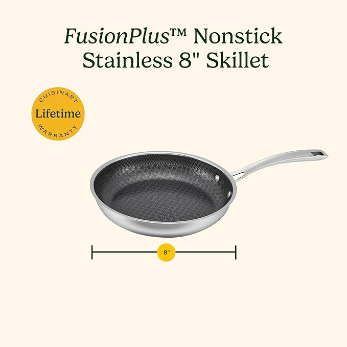 Cuisinart FusionPlus Nonstick Stainless Steel Cookware, 10-Inch Skillet with PFAS-Free PURELYSEAR Ceramic Technology, Scratch Proof, Cool Grip Handles, Dishwasher Safe, FPS22-24