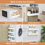 Magnetic Spice Rack for Refrigerator, Kitchen Organizer and Storage Shelf, White (6 Pack)…