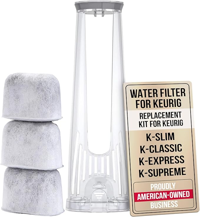 Keurig Starter Kit Replacement Water Filter Holder for Keurig 2.0, K-Slim, K Express, K-Supreme, K-Classic, K-Duo Plus Coffee Maker – Includes Tall Handle for Side Reservoir and 3-Pack Water Filters