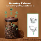 Ankou Glass Coffee Canister 900ml x 2 Jar, Airtight Food Storage Container with Pop Lid, Kitchen High Borosilicate Glass Contianers For Tea Coffee Bean Sugar