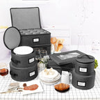 HOMELUX THEORY Mug Storage Box with Dividers Hard Shell China Storage Containers, Heavy Duty Coffee Cup Storage Box and Moving Boxes for Glassware Storage with Lid, Thick Surface, and Sturdy Handle