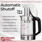 Magic Mill Pro Electric Kettle with tea Infuser and Temperature Control - Keep Warm Function, Rapid Boil, Automatic Safety Shut Off, BPA Free, No Plastic on Water, British Patent Technology,Large 1.7L