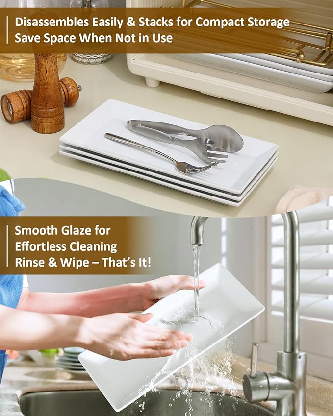 Yedio 3 Tier Serving Tray Set 14 Inch Porcelain Tiered Serving Platters, Collapsible Sturdier Stand with Stable Cross Bars, Three Layer Serving for Party Entertaining Food Display Fruit Dessert