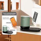 Temperature Control Smart Mug, Self Heating Coffee Mug LED Display, 180 Min Battery Life - Hot up to 149℉ Fast Wireless Charger Base Improved Design (12oz, Blue Grey)