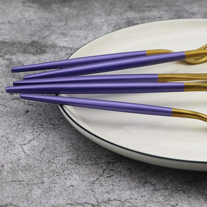 Gugrida 5-Piece Matte Gold Silverware Set, 18/10 Stainless Steel Satin Finish Flatware, Kitchen Utensil Set, Dishwasher Safe