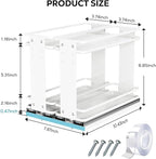 Nieifi Pull Out Spice Rack Organizer, 2 Tiers, White, Spice Organization for Cabinet, Height Adjustable, Easy to Install