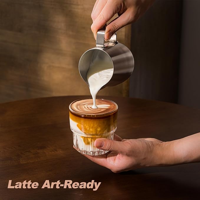 8oz Drinking Glasses Set of 4, Stackable Iced latte Coffee Glass, Beer Glasses, Cocktail Glasses, Coffee Mugs for Latte, Tea, Water glasses for bar, restaurant