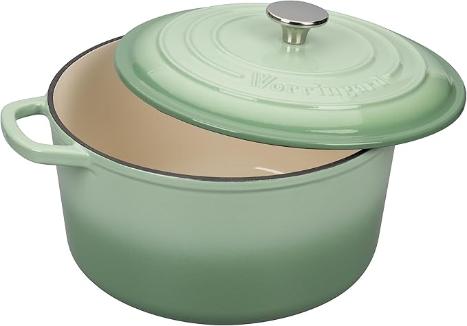 Enameled Cast Iron Dutch Oven Pot with Lid, for Sourdough Bread Baking, Round Dutch Ovens, 6 Quart, Green