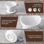 Pour Over Coffee Maker, Pour Over Coffee Dripper with 3 Holes Flat Bottom, Ceramic Drip Coffee Pour Over, Coffee Accessories for Travel, Camping, Office, Home(White)