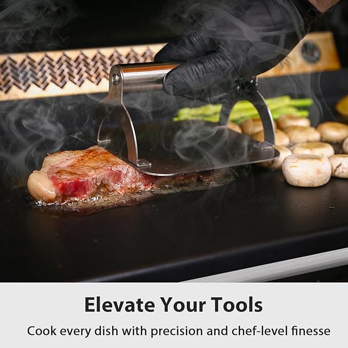 Utheer 23" x 16" Ceramic Nonstick Stainless Steel Griddle for Gas, Charcoal, Grill, Large Stove Top Griddle, Non-Toxic, PFAS/PFOA/PTFE Free, Oven Up to 500°F, for BBQ, Camping & Kitchen, Black