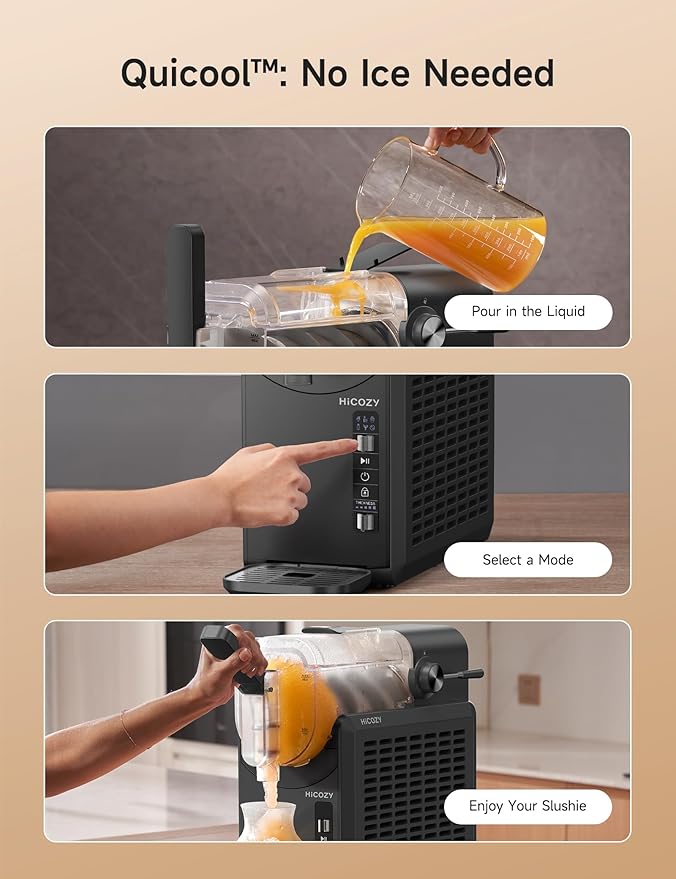 Hicozy F1 Slushie Machine, Professional Frozen Drink Maker, Slushy Machine for Home, No Ice Needed, Self-Cleaning, 5 Presets for Milkshakes, Cocktail, Frappés, and More (Black)