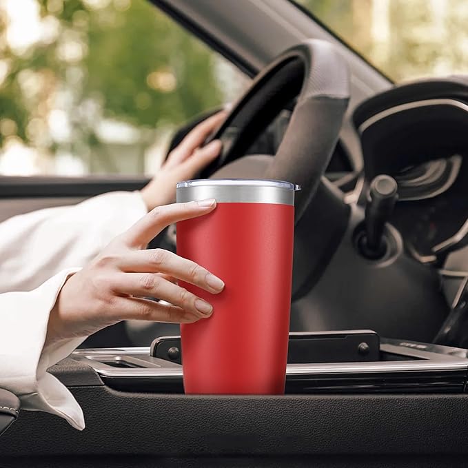 20 oz Tumbler with Lid Stainless Steel Insulated Tumblers Bulk Double Wall Vacuum Cups Powder Coated Travel Mug Keep Drinks Cold and Hot, Wine Red, 4 Pack