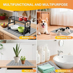 Large Diatomaceous Earth Dish Drying Mat for Kitchen Counter, 23.6"x15.3" Quick Dry Foldable Absorbent Stone Mat, Gray Countertop Mat for Dishes, Bottles & Cups