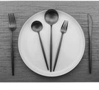 JASHII Luxury Black Flatware, Silverware Sets, 6-pieces Elegant Cute 18/10 Stainless Steel Silverware Set for Eating Home Kitchen Hotel Restaurant, Service Sets for 1 People, Dishwasher Safe