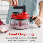 Geedel Hand Food Chopper, Quick Manual Vegetable Processor, Easy To Clean Rotary Dicer Mincer Mixer Blender for Onion, Garlic, Salad, Salsa, Nuts, Meat, Fruit, Ice, etc