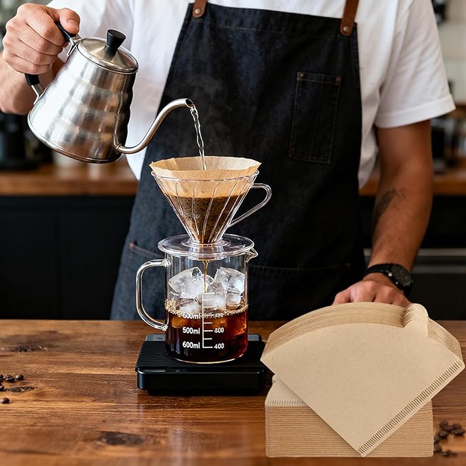 Niveaya 200 Count Cone Coffee Filters, Size 02 Natural Unbleached Paper Coffee Filter, Disposable Cone Filters for Pour Over and Drip Coffee Maker (2-4Cup)