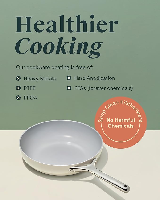 Caraway Nonstick Ceramic Mini Fry Pan (1.05 qt, 8") - Non Toxic, PTFE & PFOA Free - Oven Safe & Compatible with All Stovetops (Gas, Electric & Induction) - Cream