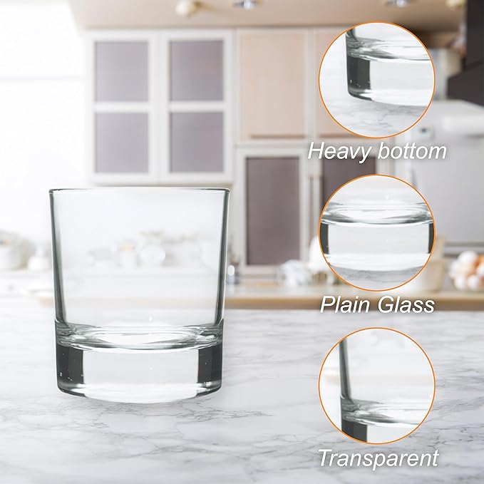 8 oz Old Fashioned Whiskey Glasses Set, Set of 6 Heavy Base Rocks Glasses for Cocktails, Cognac, Bourbon|Dishwasher Safe