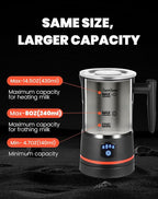 FB2 Pro Milk/Oat Milk Frother Hot Cold, Larger Capacity, Performance foam for Latte & Cappuccino, Makes 8 Drinks, 4-in-1 Milk Foamer, Intelligent Temp & Speed Control Electric Milk Steamer, Black
