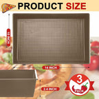 Detroit Style Pizza Pan Hard Rectangular Deep Pizza Pans Non Stick Sicilian Style Pan Dish Pre Seasoned Bakeware Kitchenware(10 x 14 x 2.36 in,Gold,3 Pcs)