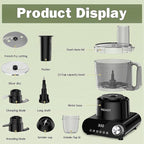 12 Cup Food Processor & Vegetable Chopper,French-Fry-Cutter, Stepless Speed,Digital Timer,Large Feed Chute,Ice Creshing,Chopping, Shredding, Slicing and Doughing,600W for Home Use,Black