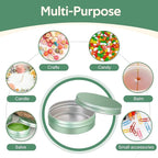 YQ 24 Pack 4 oz Tins for Salves, Round Aluminum Metal Tin with Lids, Empty 4oz Tin Containers Food Storage Containers, Salve Tins with Lids and Labels for Cosmetic, Balm, Candle, Candy(Light Green)