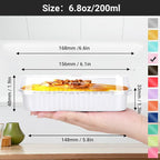 EUSOAR Disposable Ramekins, 50pcs 6.8oz White Mini Cake Loaf Pans with Lids, Aluminum Foil Ramekins Muffin Liners Baking Cups Containers Holders Creme Brulee Tins for Birthday Wedding Party
