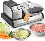 Newhai Commercial Food Processor, 5QT Vegetable Chopper Meat Grinder Mincer, Heavy Duty Electric Veggie Mincer, Stainless Steel Removable Bowl 1-15 Timer 250W 110volt Home&Restaurant