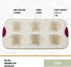 Trudeau Structure White Confetti 6-Cup Jumbo Muffin Pan – Premium Steel-Reinforced Silicone Bakeware, Nonstick BPA-Free Cupcake & Muffin Mold – Oven, Freezer & Dishwasher Safe