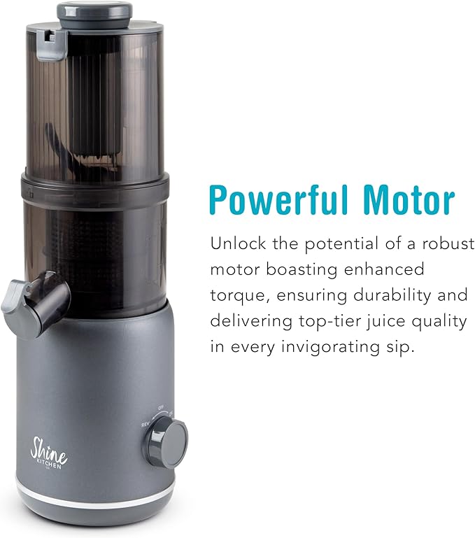 Shine Multi-Batch Compact Cold Press Juicer SMB-1, Hands-Free, Hopper Continuous Feed, Portable