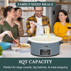 HOMECOOKIN 8-Quart Programmable Slow Cooker with Timer Keep Warm - Small Kitchen Appliance for Family Dinners - Serves 6+ People (Blue)