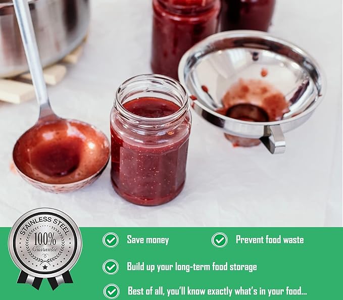 Canning Supplies Starter Kit, Stainless Steel Canning Set Tools: Rack, Ladle, Measuring Spoons, Funnel, Tongs, Jar Lifter, Lid Lifter & Accessories for Canner/Pot, Beginner, Home Canning Kit - Black