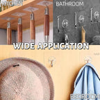 Adhesive Wall Hooks for Hanging Heavy Duty 50 lbs Large Hooks for Walls No Damage, Towel Sticky Clear Hook, Waterproof, Home, Bathroom, Kitchen, Office, and Outdoor 10 Pack