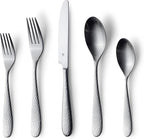 Matte Silverware Set, 18/10 Stainless Steel Satin Flatware, Modern Brushed Finish Cutlery, Dishwasher Safe & Durable, Built to Last (60-Piece, Fidenza Hammered)
