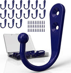 15-Pack Coat Hooks with 30 Screws | Heavy Duty Wall Mounted for Robe, Backpack & Keys | Entryway, Bathroom, Bedroom Hanging Hardware (Purple)