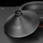 Cast Iron Moroccan Tagine Pot with Tray, Non-Stick Tagine with Conical Lid Induction Compatible Gas Stove Kitchen Essential(Size:24)