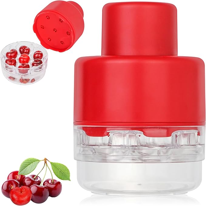 Cherry Pitter Tool, 7 Holes Multi Cherry Pitter Tool Pit Remover, 7-in-1 Cherry Seed Remover Quick, Portable Cherry Pitters Tool, Heavy-Duty Metal Cherry Core Pitter for Cherries Jam