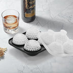 Novelty Golf Gifts Ball Ice Maker Mold, 2.2" Large Sphere Round Ice Cube Mold for Cocktails, Whiskey, Bourbon Chilling, 4 Hole Fun Shapes Big Silicone Circle Ice Cube Trays