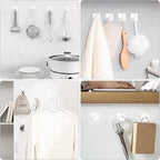 VIS'V Adhesive Towel Hooks, Waterproof Shower Wall Stick on Hooks, 2 Extra Adhesive Strips, White, 4 Pcs